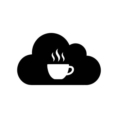İçinde sıcak kahve fincanı olan bulut simgesi, bulut hesaplama hizmetlerini veya verileri kavramsal bir şekilde sembolize ediyor.
