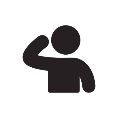 Beyaz üzerine izole edilmiş selamlama jesti ile el kaldırılmış kişi simgesi