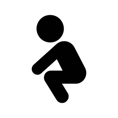 Çömelmiş bir duruşu gösteren beyaz arkaplanda çömelmiş kişi silueti simgesi