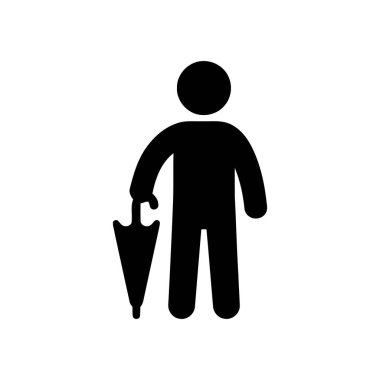 Bu basit resimde adam kapalı bir şemsiye tutuyor.