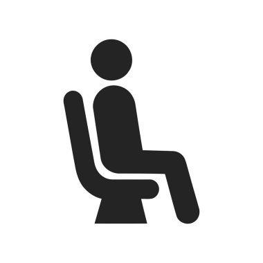 Dijital arayüzler ve grafik tasarım projeleri için minimalist simge üzerinde oturan kişi silueti