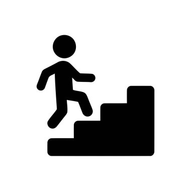 Merdivenlerdeki siluet, başarı ve gelecekteki hedeflere yönelik ilerleme ve hırsı simgeliyor.