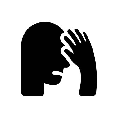 Baş ağrısı silüeti bir kişinin stres endişesi yaşadığını ya da alnında derin düşünceler olduğunu gösteriyor.