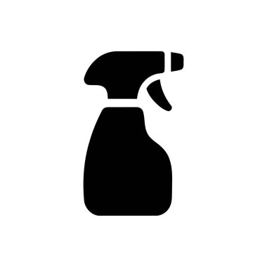 Temizlik ve temizlik araçlarını temsil eden beyaz arka planda sprey şişesi temizleme solüsyonu ikonu