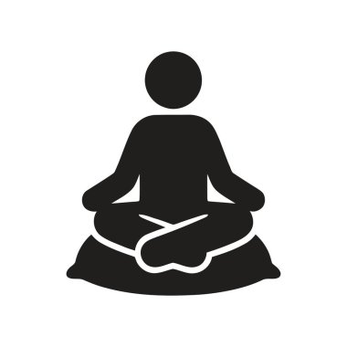 Huzurlu bir nilüfer çiçeğinin üzerinde oturmuş, huzur ve farkındalığı temsil eden bir yastığa oturmuş meditasyon yapan kişi.