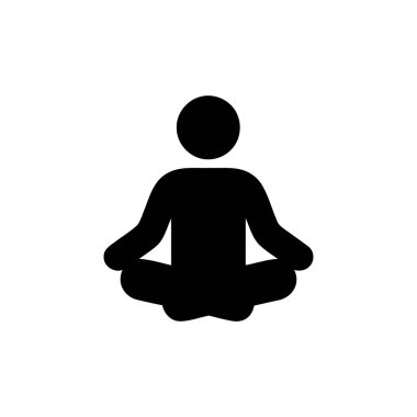 Çarpraz bacaklı yoga pozisyonunda oturan bir insanın meditasyon silueti iç huzurunu ve sağlığını destekliyor.