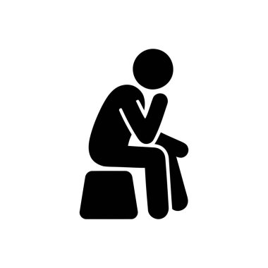 Düşünen kişi simgesi derin düşünce ya da üzüntü tasvir eden minimalist bir grafiktir.