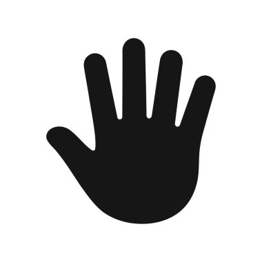 El silueti, beyaz arka planda beş parmağı açık bir avuç içi gösteriyor.
