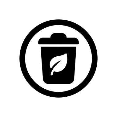 Organik atık imhası ve çevre dostu uygulamaları temsil eden geri dönüşüm çöp kutusu ikonu