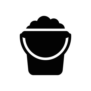Kum dolu kova, kumsal oyunu veya temizlik işleri için basit bir siyah siluet simgesi