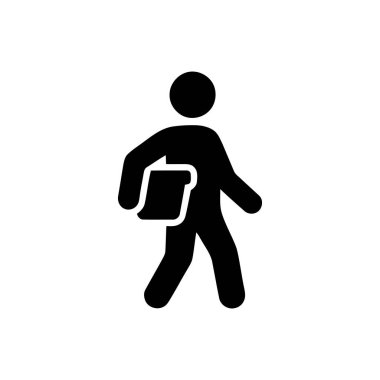 Yürüyen ve bir belge ya da klasör tutan kişiyi gösteren simge