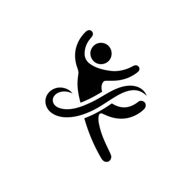 Dans dinamik silueti, hareketli bir duruş içinde, dönen bir elementle.