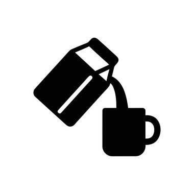 Bardağa ya da kupaya bir kartondan sıvı dökmek yiyecek ve içecek kavramları için ideal basit bir grafik çizimi.