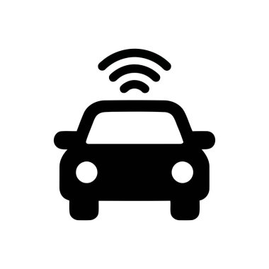Akıllı otonom araç teknolojisi ve bağlantısını temsil eden araç simgesi