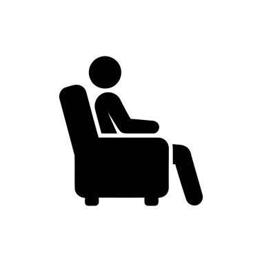 Rahatlamayı veya beklemeyi temsil eden rahat bir koltuk simgesinde oturan kişi