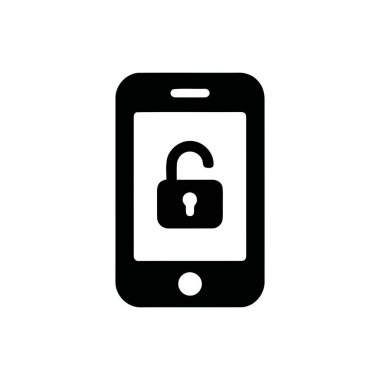 Kilitlenmemiş telefon simgesi, güvenlik ve erişimi sembolize eden mobil aygıt ekranında görüntülendi