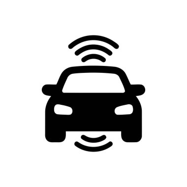 Otomatik araba simgesi gelişmiş otomatik araç sürme sistemini gösteren algılayıcı sinyalleri içerir