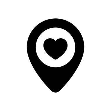 Konum haritası rozeti bir kalp ikonu ile seyahat için sevilen ya da sevilen yeri ya da özel anları simgeler.