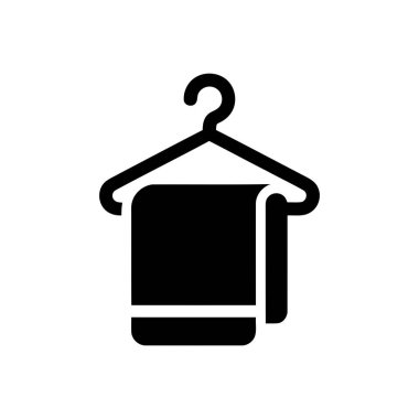 Kuru temizleme veya temizlik hizmetlerini temsil eden bir askıda asılı havlu. Temizlik için basit grafik.