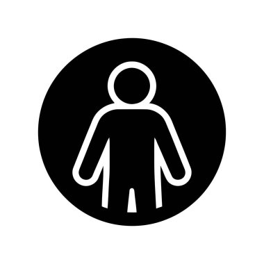 Beyaz arkaplanda siyah bir çember içinde insan kimliğini temsil eden bir simge.