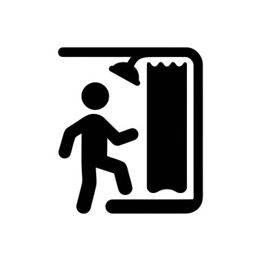 Duş ikonu, kişisel temizlik ve hijyen için banyoya giren birini gösteriyor.