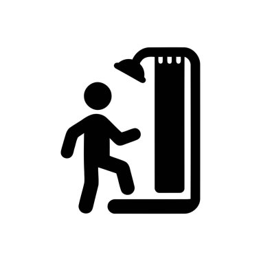 Duş simgesi halka açık veya özel bir ortamda temizlik ve banyo etkinliğini temsil eden bir duş sembolüne giriyor