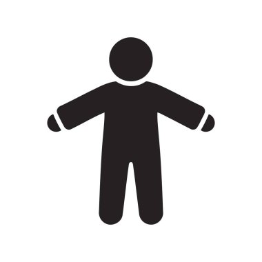 Siluet simgesi, temiz beyaz bir arkaplanda kollarını açmış, izole edilmiş, genel bir insan figürünü betimliyor.