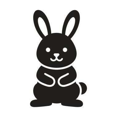 Beyaz arka planda çocuk grafik tasarımı için tavşan tavşan tavşanı şirin ikon siluet karakter