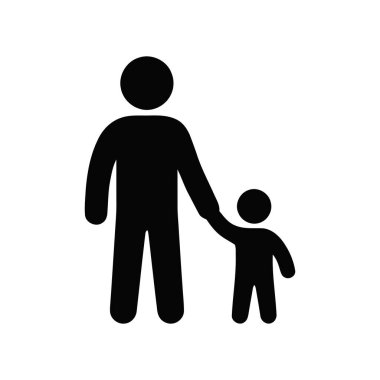 Ebeveyn ve çocuk el ele tutuşarak aile bakımını ve birlikteliği resmediyor.