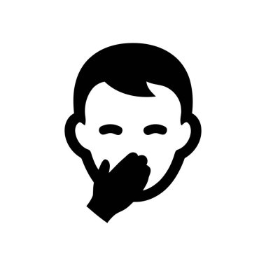 Sessiz adam elleri ile ağzını kapayarak sessizce ya da gizlilikle bu basit illüstrasyon sözsüz bir jest gösteriyor