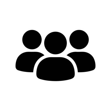 Temiz beyaz arkaplan üzerinde farklı bir grup veya takımı temsil eden üç isimsiz kullanıcı profilini gösteren simge