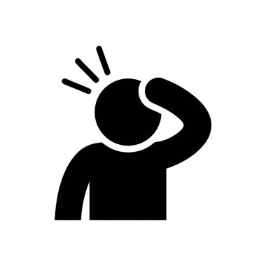 Kafa üstü derin düşünen birini gösteren kafa karışıklığı simgesi stresi temsil eden zor bir problem ya da fikir oluşturan bir fikir