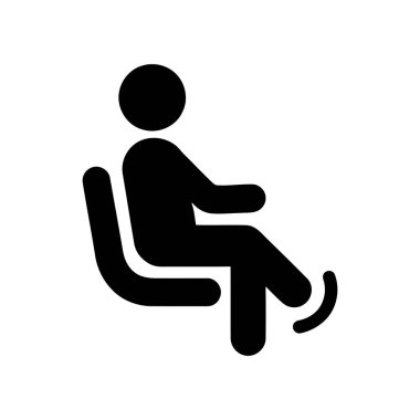 Oturan kişi minimalist bir ikonda bacak bacak üstüne atmış, dinlenmeyi ve beklemeyi temsil eden bir sandalyede resmedilir.
