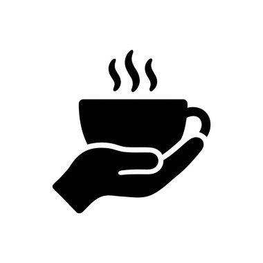 Sıcak dumanı tüten bir içecek bardağını tutmak bakım hizmetini ya da sıcak bir içeceği sembolize eder.