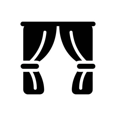 Perdeler, pencere kaplaması ve iç tasarım için basit siyah bir siluete bağlanmış.