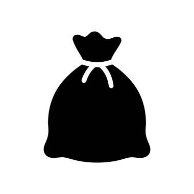 Tepede mal paralarını simgeleyen bir iple bağlanmış bir torba ya da beyaz arka planda izole edilmiş bir hediye.