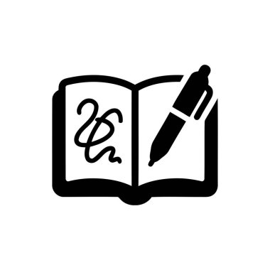 Yaratıcılık eğitimini ve yazılan kelimelerin gücünü gösteren sayfalarında kalem yazısı olan bir kitap.