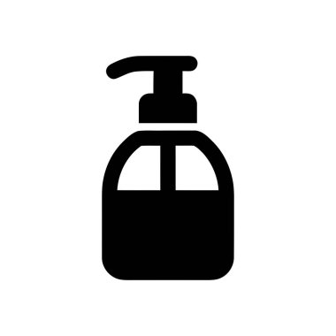 Düz beyaz arkaplandaki sabun dağıtıcı simgesi siyah basit ve minimalist bir dizayndır