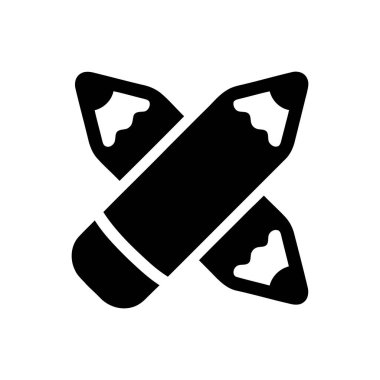 Kalem illüstrasyonunda, çizim veya sanat projeleri için kullanılan iki çapraz çizim aracı kullanılıyor