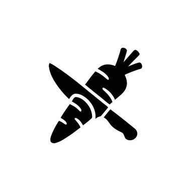 Havuç ve bıçak yemek hazırlama için basit grafikler ve sağlıklı beslenme kavramları.