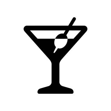 Martini bardağı ikonu bir zeytinli alkollü kokteyl içeceğini gösteriyor. Klasik bir içecek sembolü.