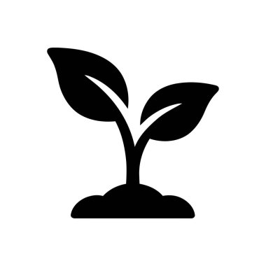 Erken büyüme gösteren bitki filizi ikonu ve topraktan çıkan yeni yaşam sürdürülebilirliği ve doğayı sembolize eden basit grafik çizimleri.