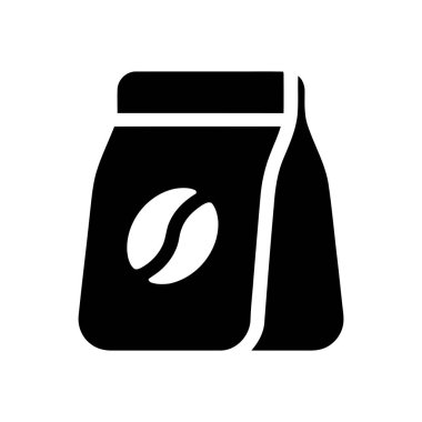 Kahve poşeti illüstrasyonunda tek bir fasulye sembolü içecek ürünü ambalajı ya da kafe tasarımları için mükemmel