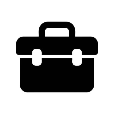 Evrak çantası simgesi, iş ve işle ilgili ögeler için basit ve net bir siyah sembolü temsil ediyor