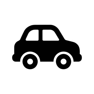 Araba silueti simgesi, kolay kullanım için beyaz arkaplanda izole edilmiş basit bir siyah araç tasarımı içerir