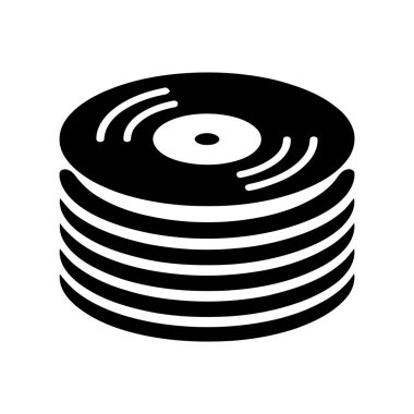 Plaklar, klasik müzik albümlerini temsil eden beyaz bir arkaplan üzerine vinil disk simgeleri dizayn edildi