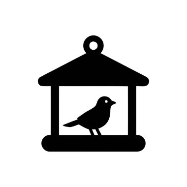 Kuş besleyici simgesi, asılı bir yapının içine tünemiş küçük bir kuşu gösteriyor. Bu basit grafik, vahşi yaşamı beslenme ve bakımını temsil ediyor.