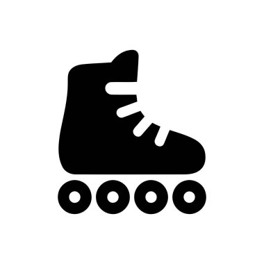 Tekerlekleri spor ve eğlence etkinliğini temsil eden tek bir siyah beyaz paten içeren paten grafiksel çizimler