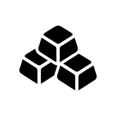 Yuvarlak kenarlı siyah şeker küpleri beyaz zemin üzerinde minimalist geometrik bir düzende sunulmaktadır