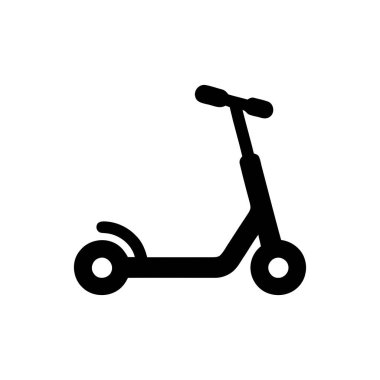 Scooter basit siyah simge tasarımı Beyaz zemin üzerinde modern ulaşım silueti